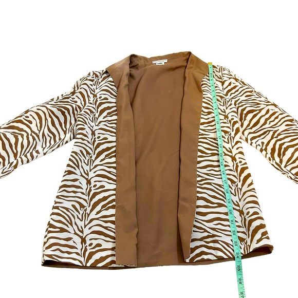 Grace Chuang Vintage Brown & White Zebra Print Open Blazer Jacket, Size Small - Picture 3 of 10